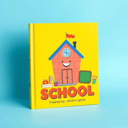 A school-themed children's book cover featuring a single bright color as the background, such as vibrant yellow or sky blue