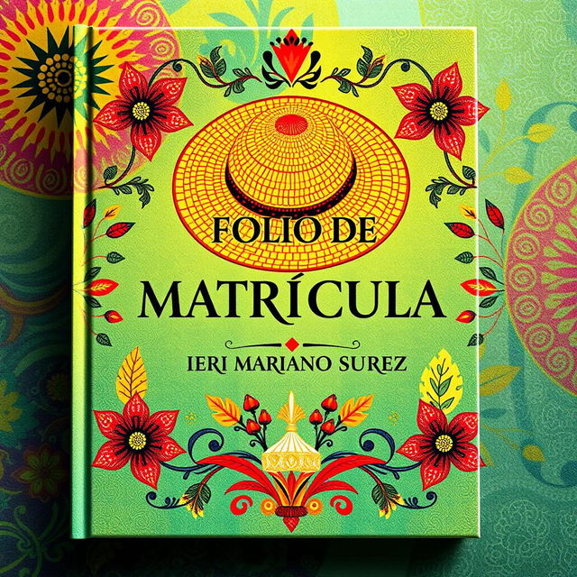 Book cover design featuring the text 'FOLIO DE MATRÍCULA IERI MARIANO SUAREZ' prominently displayed in an elegant font