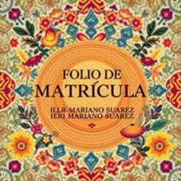 Book cover design featuring the text 'FOLIO DE MATRÍCULA IERI MARIANO SUAREZ' prominently displayed in an elegant font