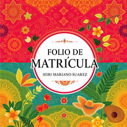 Book cover design featuring the text 'FOLIO DE MATRÍCULA IERI MARIANO SUAREZ' prominently displayed in an elegant font