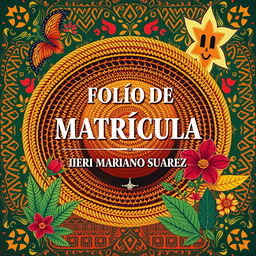 Book cover design featuring the text 'FOLIO DE MATRÍCULA IERI MARIANO SUAREZ' prominently displayed in an elegant font