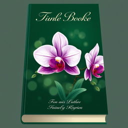 An elegant book cover design featuring a beautifully illustrated orchid at the center, its vivid purple and white petals contrasting with a deep green background