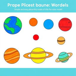 Simple and easy planetary models for drawing, featuring minimalist designs of each planet in the solar system