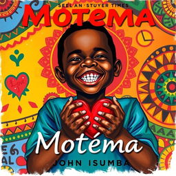 Official cover art for the song "Motema" by artist John Isumba, featuring a joyful young African boy with dark skin, holding a heart in his hands