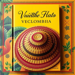 A beautiful book cover design featuring traditional Zenú indigenous vueltiao hats from Colombia