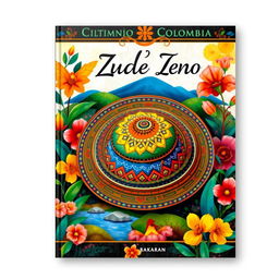 A captivating book cover design featuring painted designs of the traditional Zenú indigenous vueltiao hat from Colombia