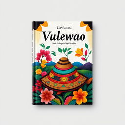 A captivating book cover design featuring painted designs of the traditional Zenú indigenous vueltiao hat from Colombia