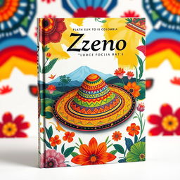 A captivating book cover design featuring painted designs of the traditional Zenú indigenous vueltiao hat from Colombia