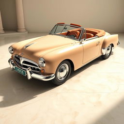 A retro convertible car with smooth, flowing lines, inspired by the aesthetics of Ancient Greece