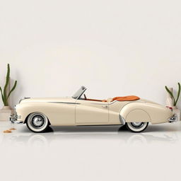 A retro convertible car with smooth, flowing lines, inspired by the aesthetics of Ancient Greece