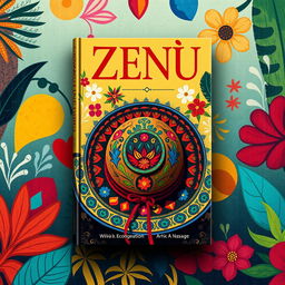 An eye-catching book cover design featuring beautifully painted designs of the traditional Zenú indigenous vueltiao hat from Colombia