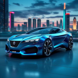 An advanced modern SAAB concept car, showcasing sleek aerodynamic lines and a futuristic design