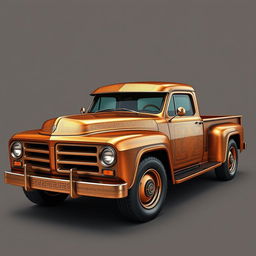 A retro pickup truck with sharp, angular lines, designed in the style of Ancient Greece