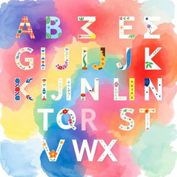 A vibrant and artistic representation of the Greek alphabet, featuring each letter beautifully illustrated with unique designs and colorful patterns