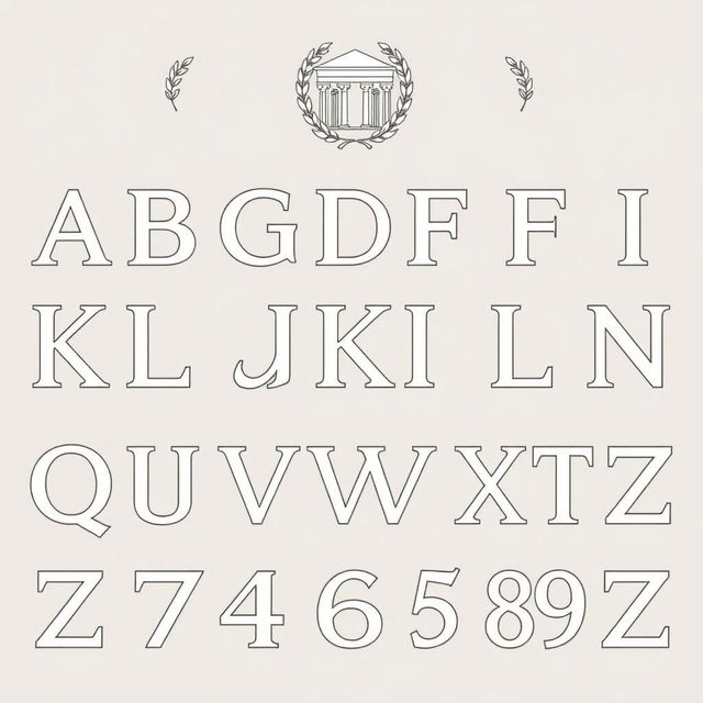 A detailed, clear representation of the Greek alphabet, displaying each letter in uppercase and lowercase forms