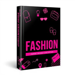 A stylish book cover for 'PodFashion' designed with a sleek black and pink color scheme