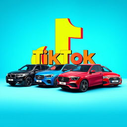 A vibrant, dynamic scene featuring the TikTok logo prominently in the background