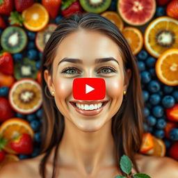 A vibrant and eye-catching thumbnail for YouTube featuring a woman showcasing her healthy skin, smiling radiantly