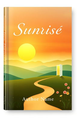 A captivating book cover design featuring an abstract sunrise over a serene landscape, symbolizing personal growth and transformation