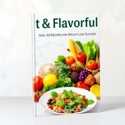 A vibrant and inviting book cover design for 'Fit & Flavorful: 50 Recipes for Weight Loss Success'