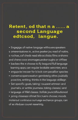 Retention of a second language involves a combination of active practice, immersion, and using the language in daily contexts