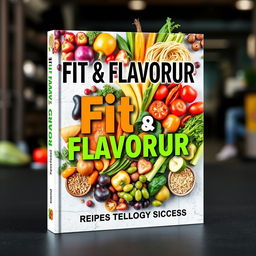 A stylish and appealing book cover design for a recipe book titled 'Fit & Flavorful: 50 Recipes for Weight Loss Success'