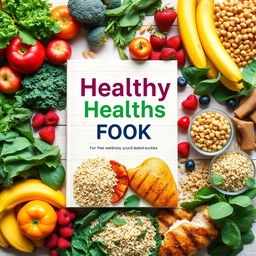 A vibrant and colorful display of healthy foods arranged aesthetically for a book cover