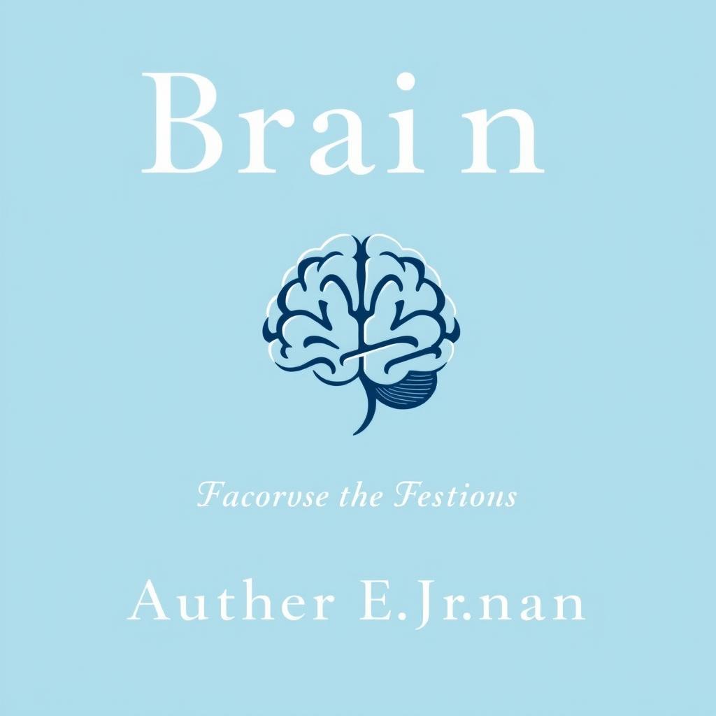 A light blue background featuring a stylized brain at the center