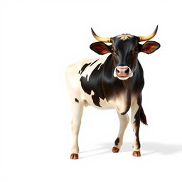 A small female African cow, standing gracefully on a pristine white background