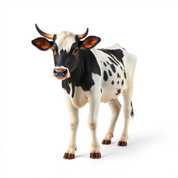 A small female African cow, standing gracefully on a pristine white background