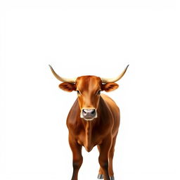 A single brown female African cow, portrayed in a realistic style against a bright white background