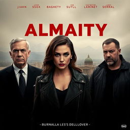 A dramatic and moody poster for a Hollywood drama about infidelity set in Almaty in the 1990s