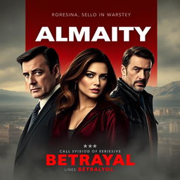 A dramatic and moody poster for a Hollywood drama about infidelity set in Almaty in the 1990s