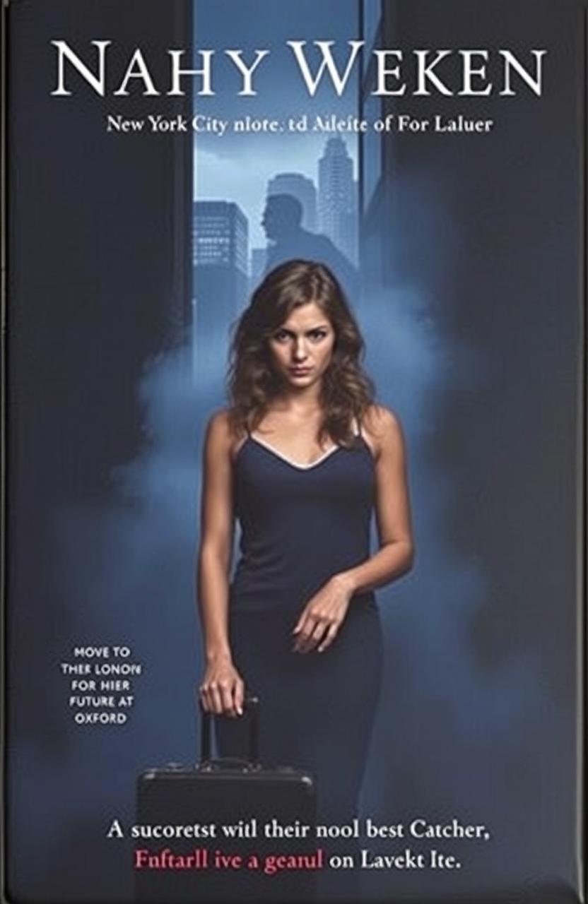 A dramatic and intense book cover depicting a young woman with a conflicted expression, standing in the shadows of a darkened New York City alley