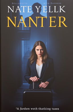 A dramatic and intense book cover depicting a young woman with a conflicted expression, standing in the shadows of a darkened New York City alley