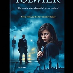 A captivating book cover featuring a young woman with a pensive and troubled look, standing at the edge of a dimly lit New York City street, symbolic of her tumultuous past