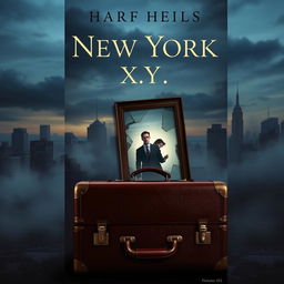 A classy and evocative book cover design featuring a richly detailed, dark New York City skyline at dusk, symbolizing the protagonist's tumultuous past