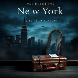 A classy and evocative book cover design featuring a richly detailed, dark New York City skyline at dusk, symbolizing the protagonist's tumultuous past