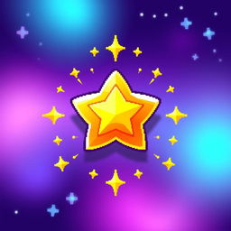 A pixel art style illustration of a vibrant and shiny star button