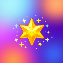 A pixel art style illustration of a vibrant and shiny star button