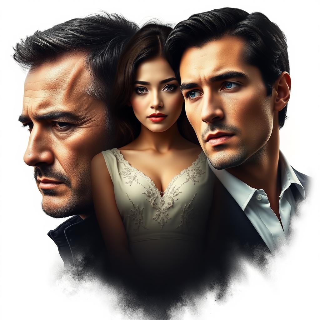 A Hollywood drama poster centered around infidelity, set in Almaty during the 1990s