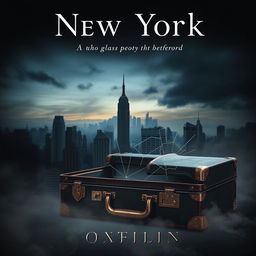 An elegant and sophisticated book cover design showcasing a dark, moody New York City skyline at twilight, adorned with soft, swirling fog to evoke a sense of mystery and tension