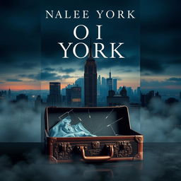 An elegant and sophisticated book cover design showcasing a dark, moody New York City skyline at twilight, adorned with soft, swirling fog to evoke a sense of mystery and tension