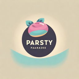 A stylish logo design for a store named 'Pastry Paradise' incorporating pastry themes and tropical elements into the concept. Use vibrant colors to emphasize the 'Paradise' aspect of the name. The typeface should be charming and welcoming.