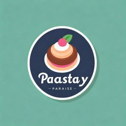 A stylish logo design for a store named 'Pastry Paradise' incorporating pastry themes and tropical elements into the concept. Use vibrant colors to emphasize the 'Paradise' aspect of the name. The typeface should be charming and welcoming.