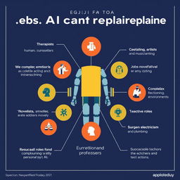 Jobs that AI cannot replace include those that rely on complex human emotions and social interactions, such as therapists and counselors, who provide emotional support and understanding