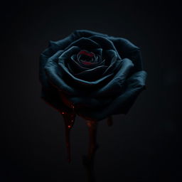 A gothic-style rose, deep black in color, with intricate details on its petals