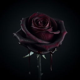 A gothic-style rose, deep black in color, with intricate details on its petals