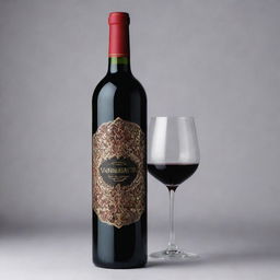 Highly sophisticated wine bottle design named 'Yarkhushta', featuring rich colors and elegant typography