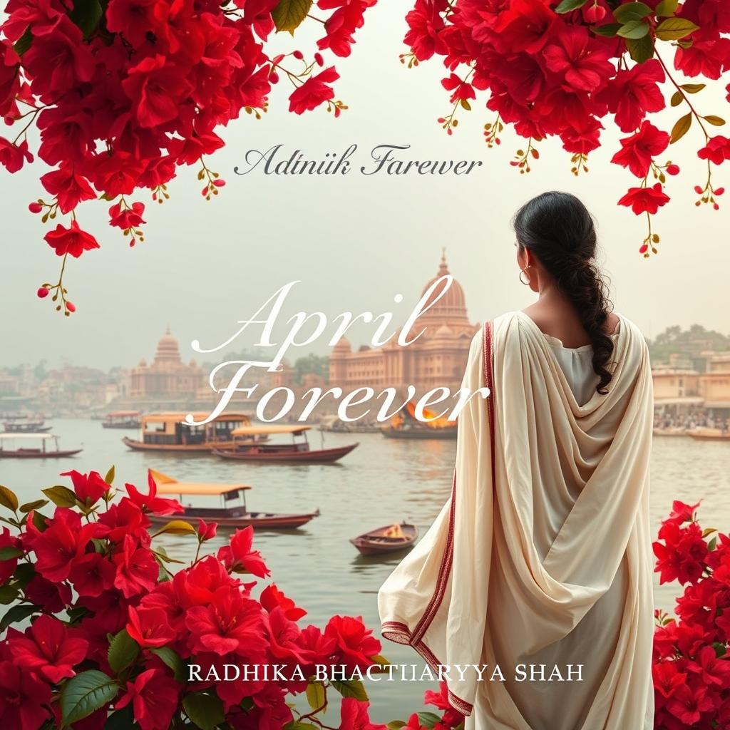 The cover design for a book titled 'April Forever' by Radhika Bhattacharyya Shah